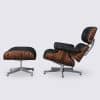 Stefano Lounge Chair e Otomana em pele preta de grão integral, pau-rosa e base de alumínio polido - Image 2