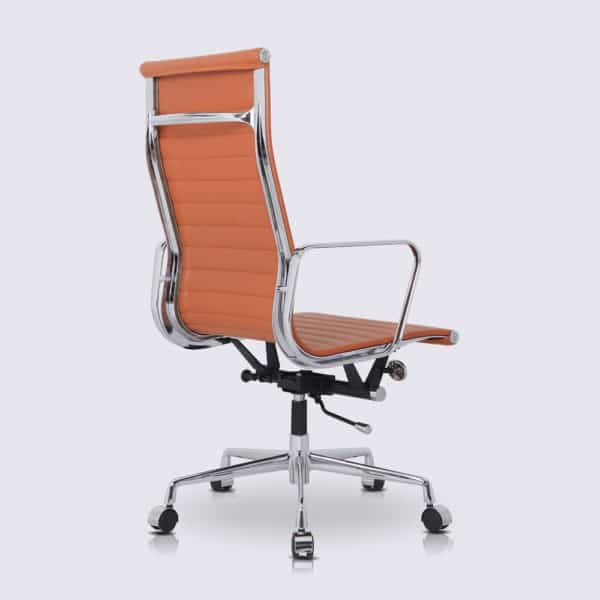 chaise de bureau scandinave cuir cognac camel design confortable ergonomique copie chaise eames ea119 avec roulette