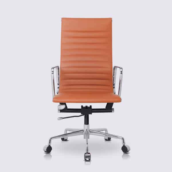 chaise de bureau scandinave cuir cognac camel design confortable ergonomique replica chaise eames ea119