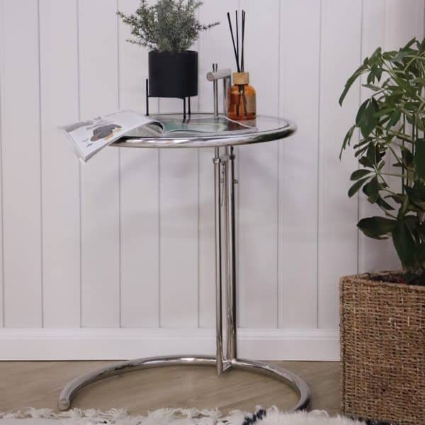 table d'appoint design en acier chromé copie eileen gray