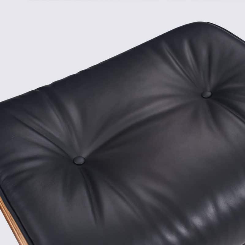 Swivel armchair Leather Black aniline Walnut Wood Design Eames Eams Living room replica reedition black aluminium base 2