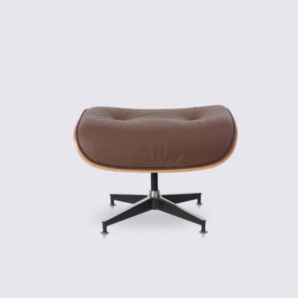 copie ottoman fauteuil charles eames cuir aniline marron chocolat bois de palissandre base alu noir