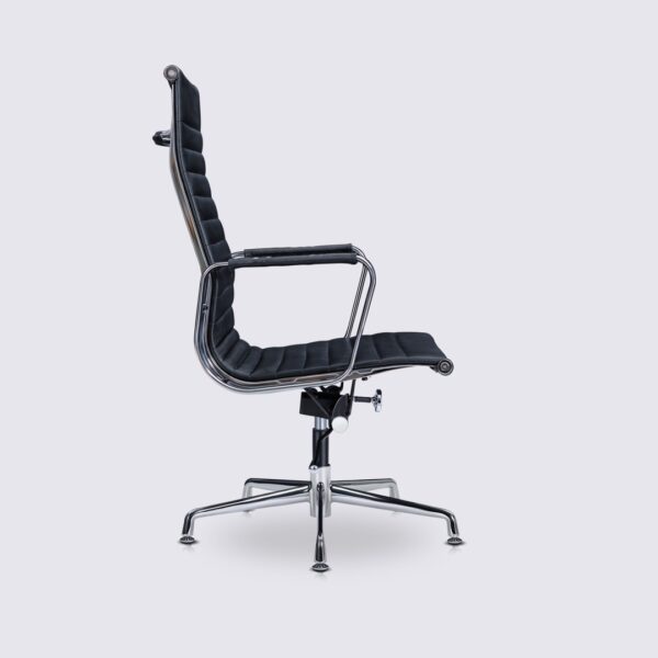 chaise de bureau cuir noir design eames copie ea119 base fixe