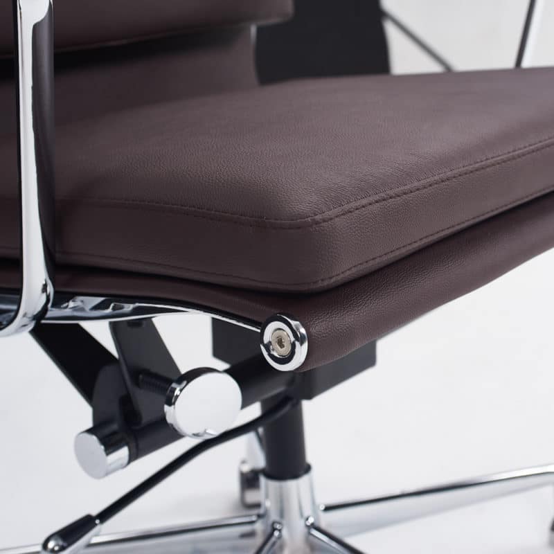 chaise de bureau ergonomique confortable dossier haut design cuir marron chocolat replica chaise de bureau eames soft pad ea219 a roulette