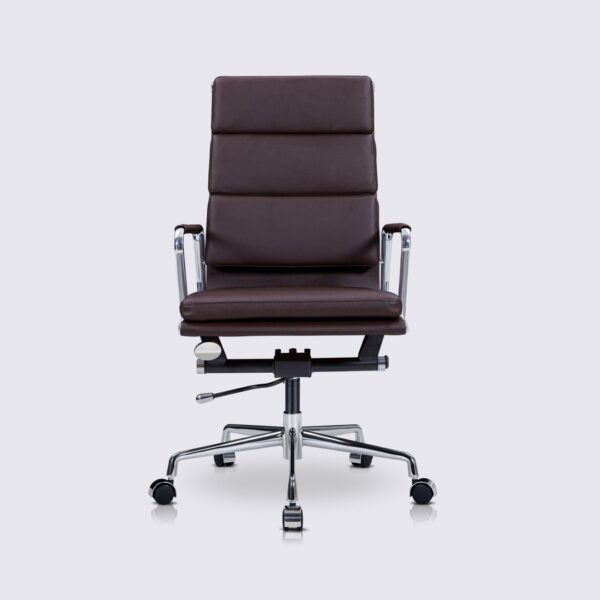 chaise de bureau design cuir marron chocolat eames soft pad ea219