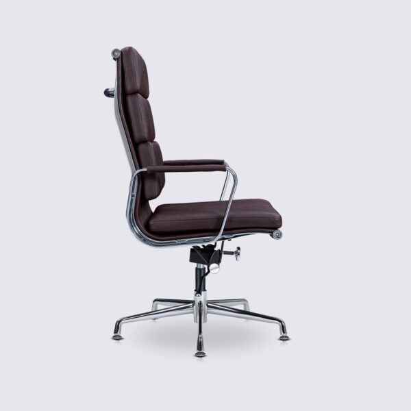 fauteuil de bureau ergonomique cuir marron chocolat eames soft pad ea219