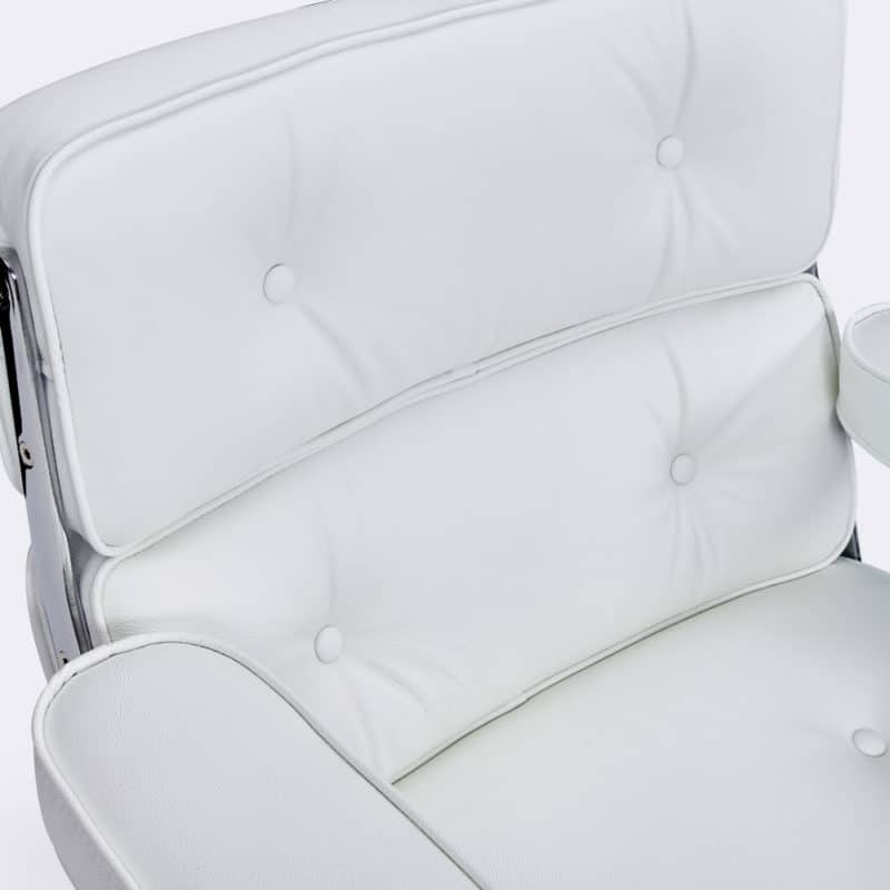 chaise de bureau confortable design ergonomique en cuir blanc scandinave avec roulette copie eames lobby ES104