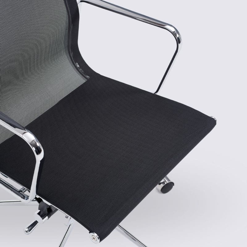 Bürostuhl Schwarz Stil Charles Eames Alu EA117 Mesh Mesh Alu Poliert