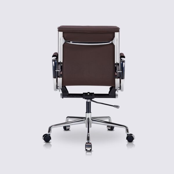 chaise de bureau style eames ergonomique design cuir marron foncé chocolat soft pad avec roulette