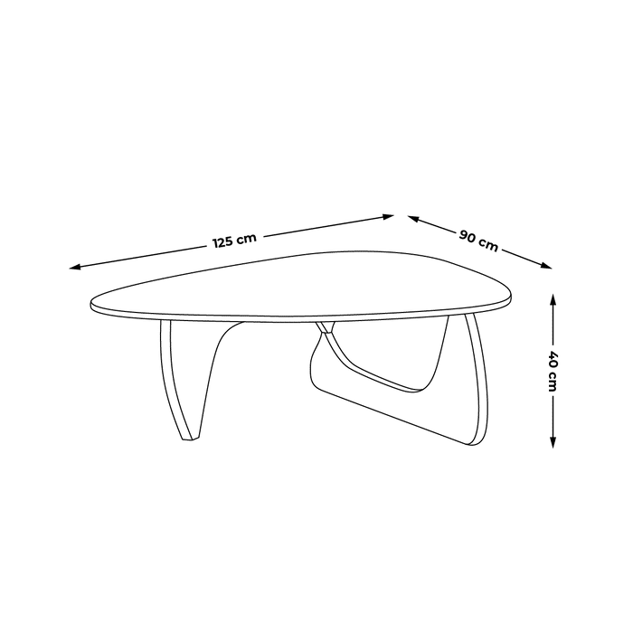dimensions table noguchi bois verre design moderne luxe