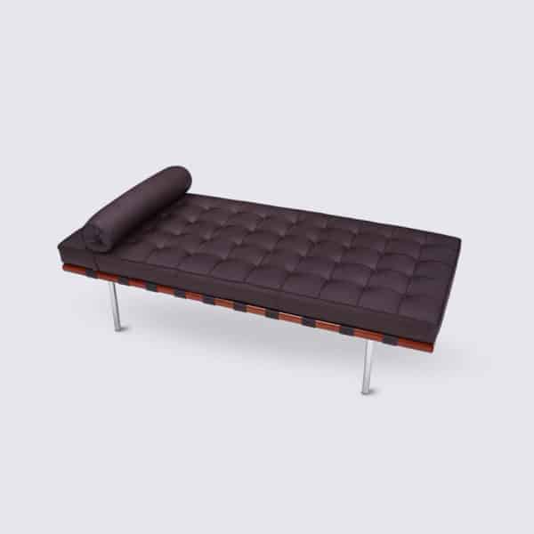 daybed barcelona design scandinave cuir noir bois replica fauteuil barcelona mies van der rohe