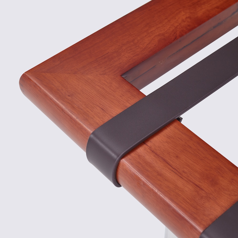 banquette barcelona cuir marron bois noyer design copie replique original