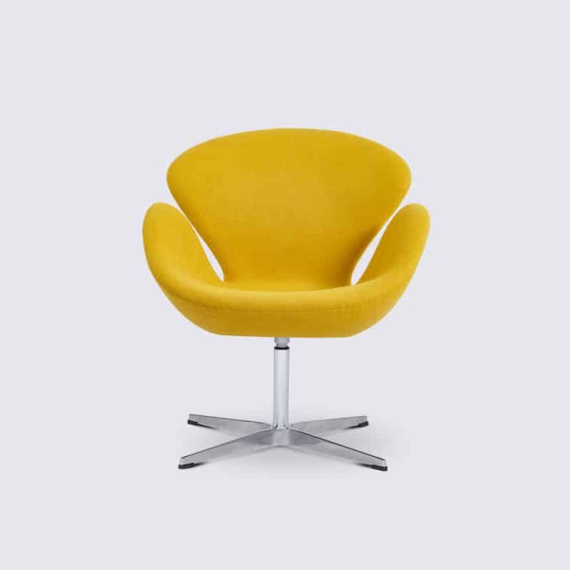 réplique fauteuil swann jacobsen cachemire jaune sur pied pivotant