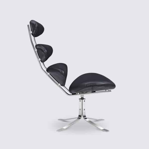 replica chaise corona poul volther ej5 fauteuil lounge en cuir noir pivotant design scandinave