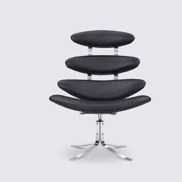 imitation chaise corona poul volther ej5 fauteuil lounge en cuir noir pivotant avec repose pieds design moderne