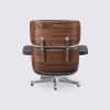 Lounge chair and ottoman in gray full grain leather, walnut wood and polished aluminum base - Stefano - Image 8