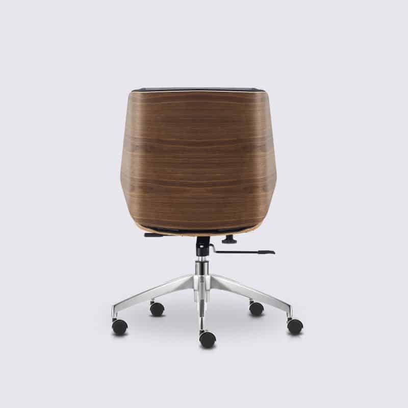 chaise de bureau scandinave en cuir pleine fleur noir design eames bois de noyer nordic
