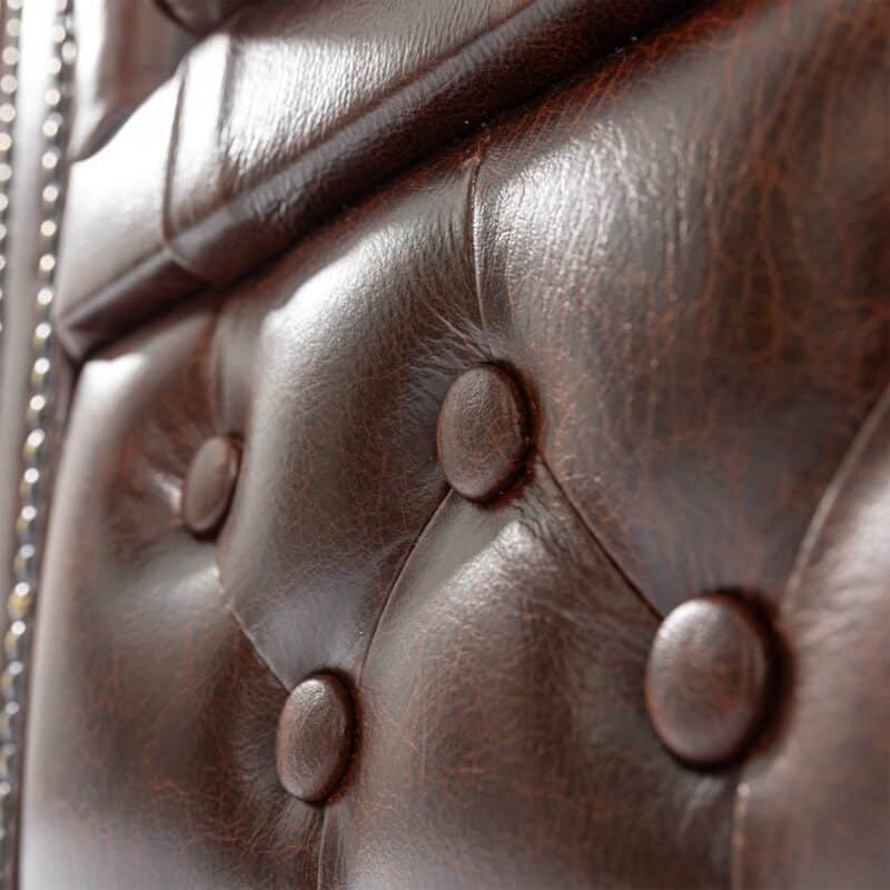 canapé canapé capitonné moderne en vrai cuir italien aniline premium marron vintage