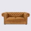 divano chesterfield a 2 posti di alta gamma in pelle italiana premium anilina camel cognac