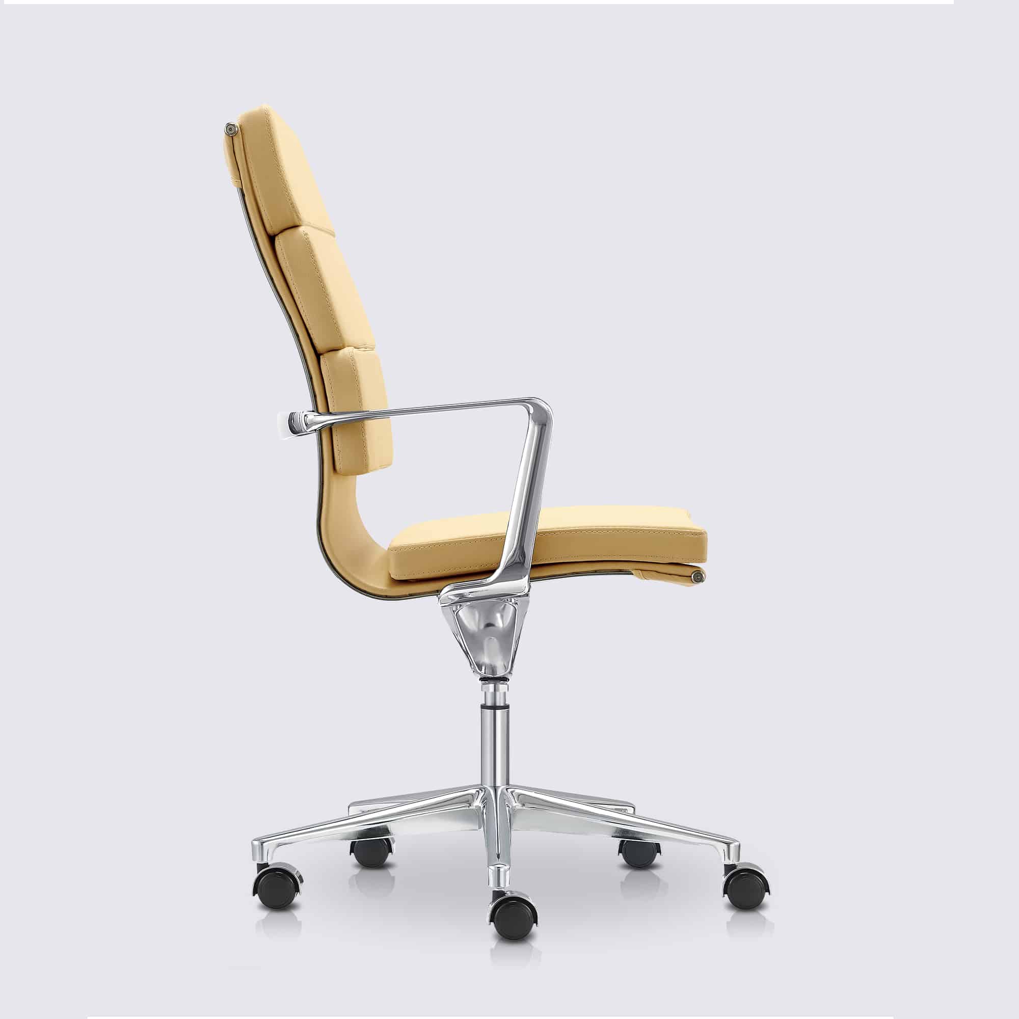 Chaise de Bureau Design Cuir Blanc Alu Chromé Alberto Premium