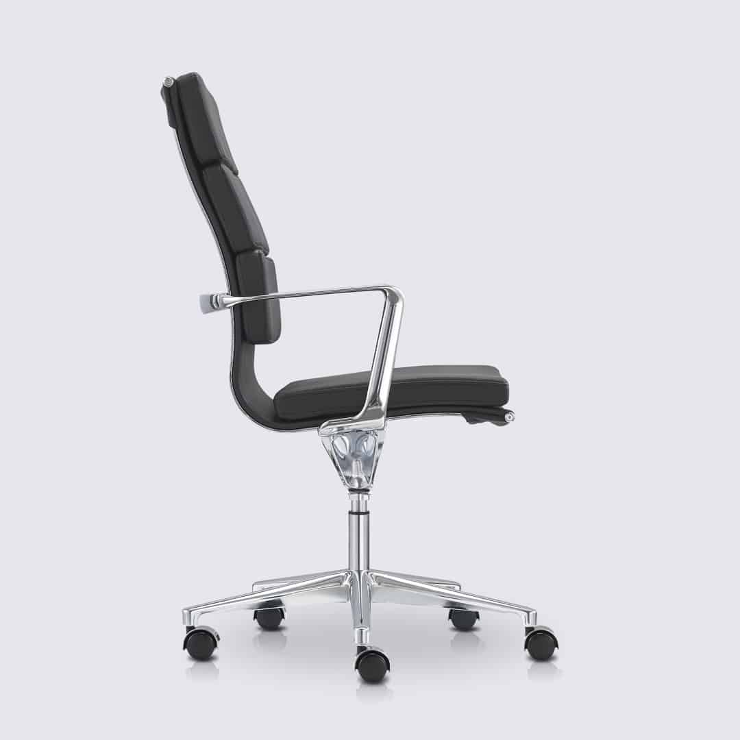 Chaise de Bureau Design Version Haute Cuir Noir Alberto Premium