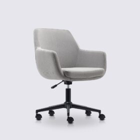 Chaise de bureau scandinave en tissu linen gris clair - Emma