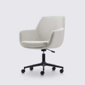 Chaise de bureau scandinave en tissu linen blanc crème - Emma