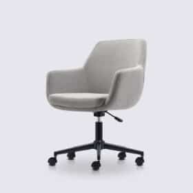 Chaise de bureau scandinave en tissu linen gris clair - Emma