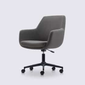 Chaise de bureau scandinave en tissu linen gris foncé - Emma