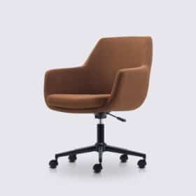 Chaise de bureau scandinave en tissu linen orange rouille – Emma
