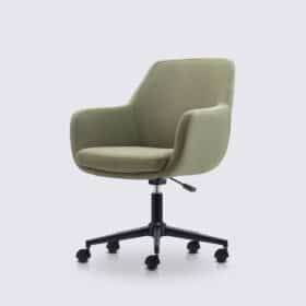 Chaise de bureau scandinave en tissu linen vert - Emma