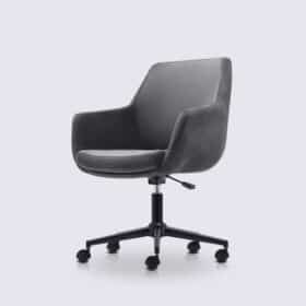 Chaise de bureau scandinave en velours gris charbon – Emma