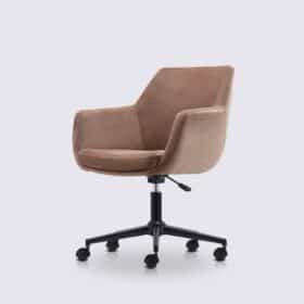 Chaise de bureau scandinave en velours rose terracotta - Emma