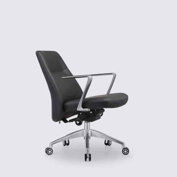 chaise de bureau inclinable en cuir noir avec roulette inclinable leandro