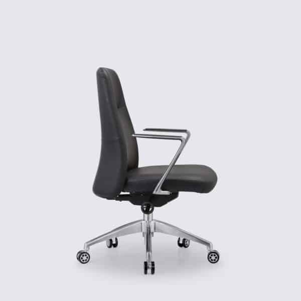 fauteuil de bureau ergonomique en cuir noir avec roulette inclinable leandro
