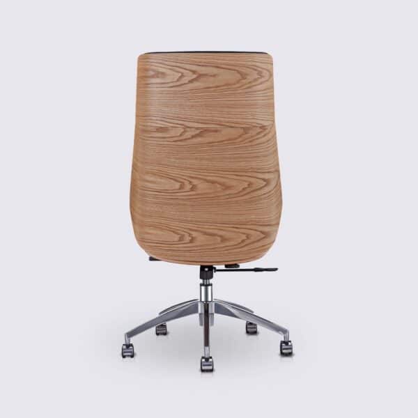 chaise de bureau haute eames bois de frêne cuir noir scandinave et roulettes nordic