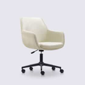 Chaise de bureau scandinave en velours blanc crème - Emma