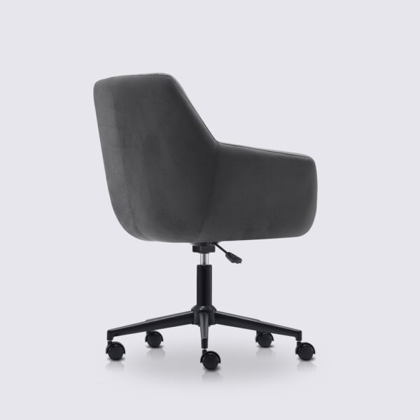 fauteuil de bureau ergonomique emma avec roulette et accoudoir en velours gris charbon et base noir matte