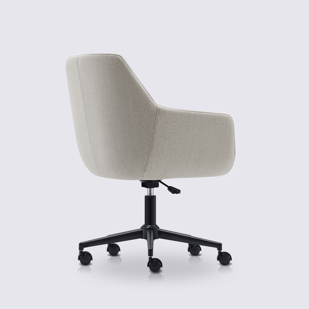 Chaise de bureau blanche ergonomique reglable avec accoudoirs base