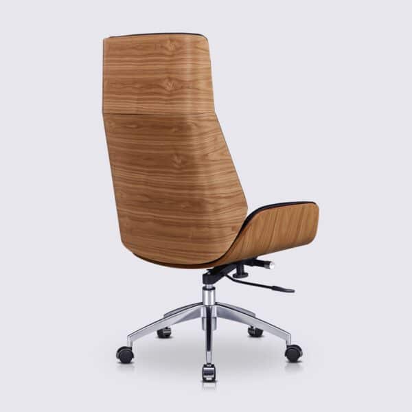 chaise de bureau ergonomique en cuir noir design eames bois de frêne dossier haut nordic