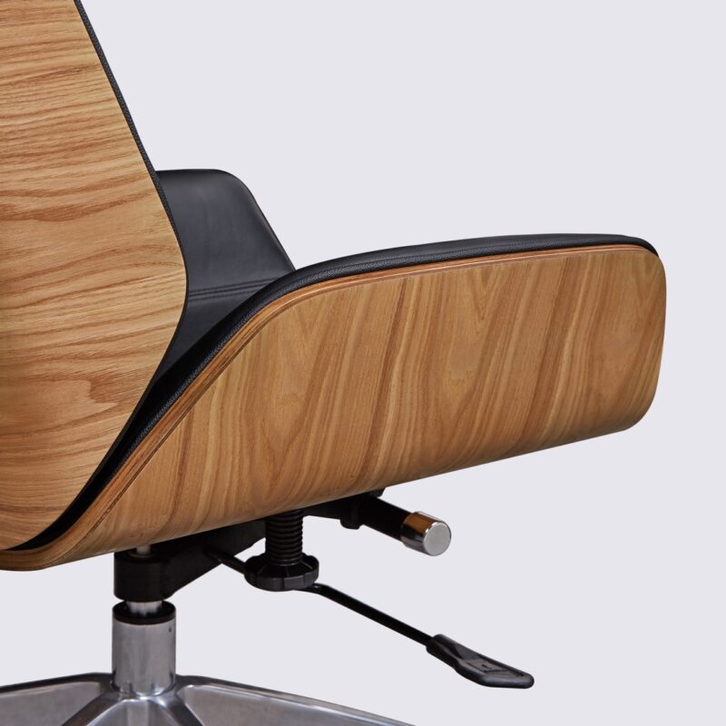 chaise de bureau ajustable en cuir noir design eames bois de frêne dossier haut nordic
