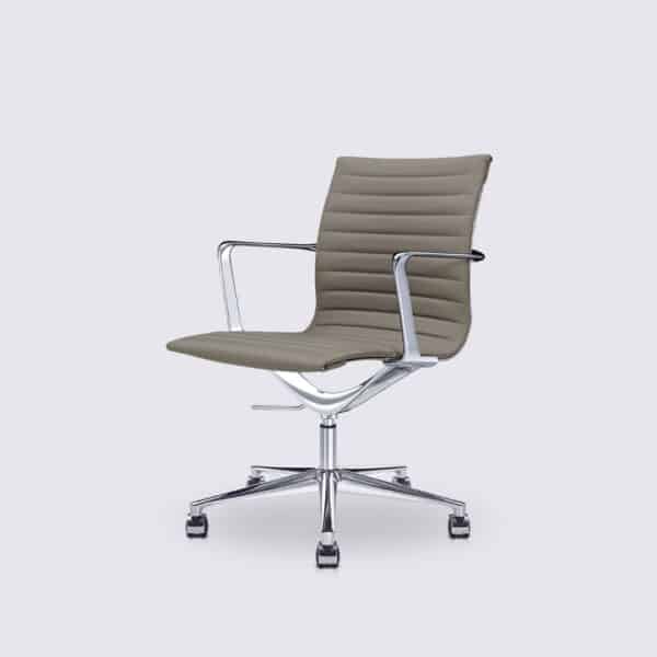 chaise de bureau style eames alu ea117 en cuir gris