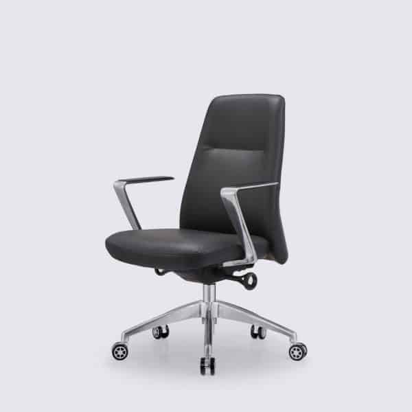 chaise de bureau style eames inclinable en cuir noir avec roulette inclinable leandro