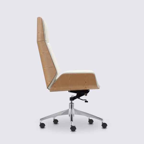 chaise de bureau scandinave en cuir blanc design eames bois de frêne haut nordic