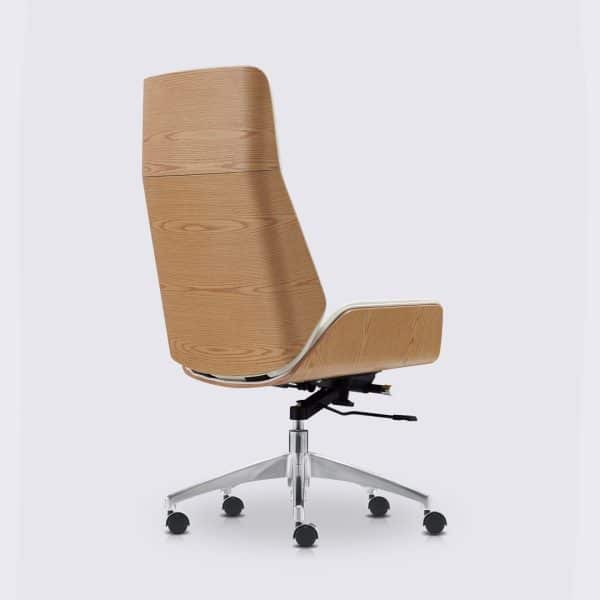 fauteuil de bureau scandinave en cuir blanc style eames bois de frêne haut nordic