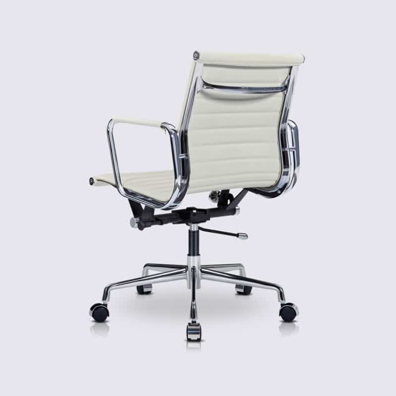 fauteuil de bureau design eames alu EA117 en cuir blanc