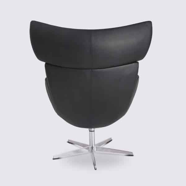 réplique fauteuil design imola avec repose pieds en cuir pleine fleur noir louisa