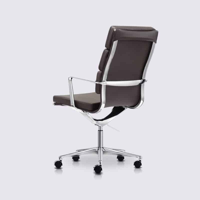 fauteuil de bureau style eames soft pad ea219 cuir marron foncé roulettes et accoudoirs alberto premium haute