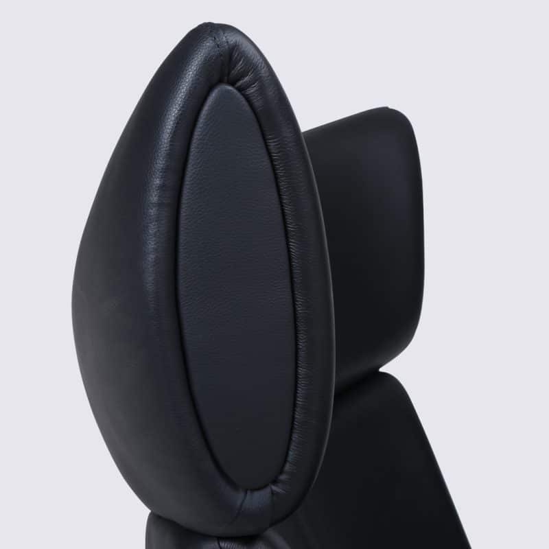 copie fauteuil salon design imola avec repose pieds en cuir pleine fleur noir louisa