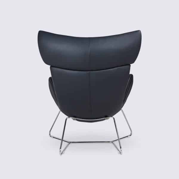 fauteuil design imola base fixe en cuir pleine fleur noir louisa